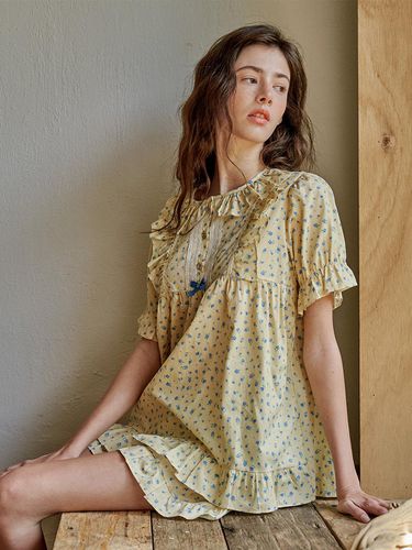 Ribbon short-sleeve two-piece yellow - ULLALA PAJAMAS - Modalova