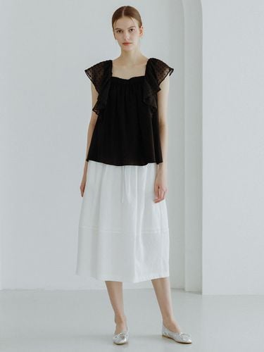 TUCK BANDING SKIRT WHITE BLACK - GIEMAR - Modalova