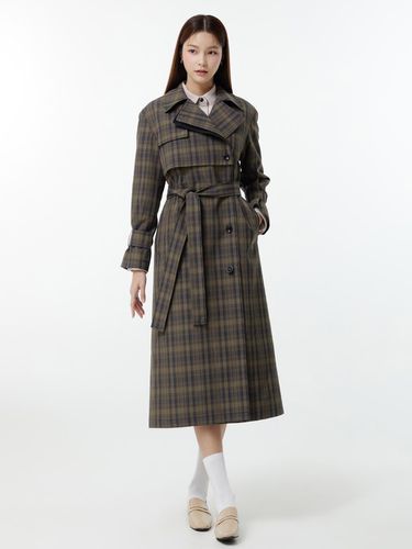 It MICHAA Belted Checkered Trench Coat ITN9WBY600 - itMICHAA - Modalova