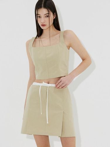 Cotton Pleated Skirt - Beige - viaroamer - Modalova