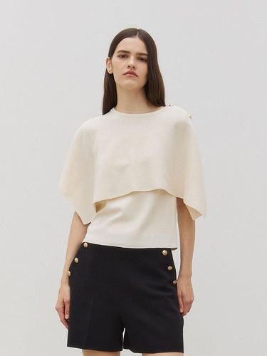 Asymmetric Gold Button Knit Cape - Mare di mari - Modalova