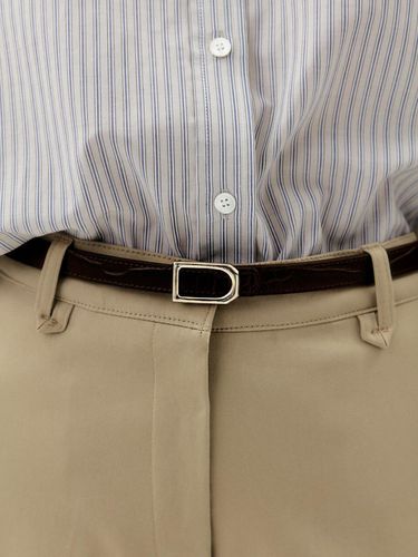 De reversible leather belt brown - MOMET - Modalova