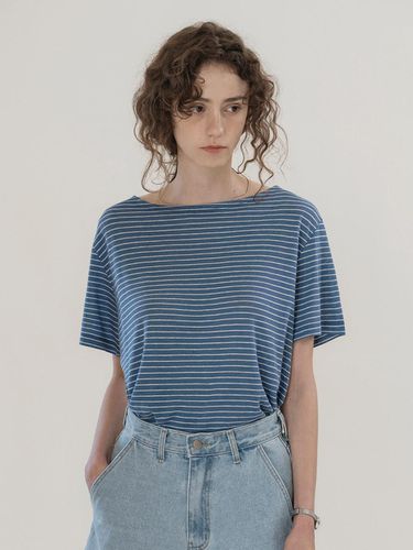 Pinch Linen Stripe T-Shirt Blue - MOMET - Modalova