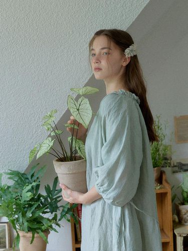 Lumiere linen dress - misty green - JAMMER - Modalova