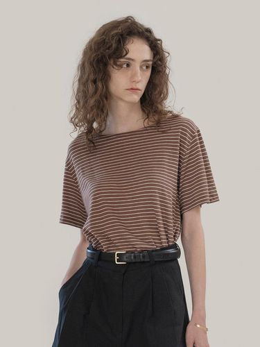 Pinch Linen Stripe T-Shirt Brown - MOMET - Modalova