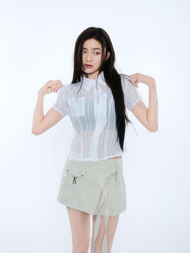 ASYMMETRIC STRIPE SHIRTS [WHITE] - elfelfelfarchives - Modalova