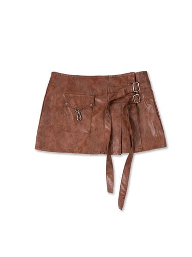 PLEATES WRAP SKIRT [BROWN] - elfelfelfarchives - Modalova