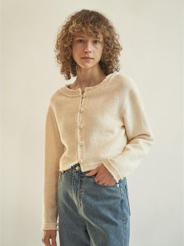 Cotton tweed crochet cardigan - J`ASP - Modalova