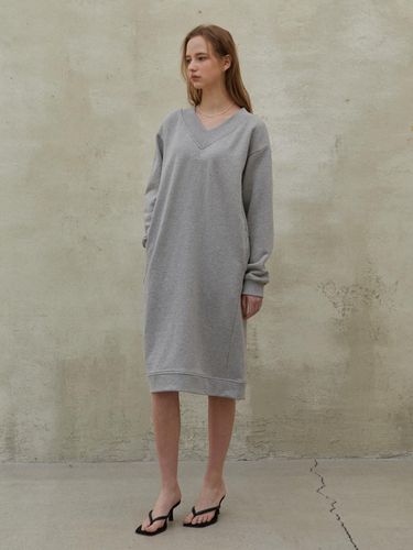 V-NECK SWEAT DRESS GREY - UNNOUT - Modalova