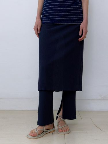 PLEATS LAYERED SKIRT NAVY - UNNOUT - Modalova