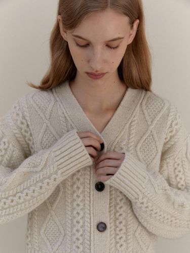 CABLE WOOL KNIT CARDIGAN - UNNOUT - Modalova