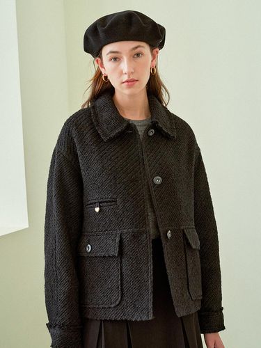 Spencer Wool Tweed Jacket (Black) - J`ASP - Modalova