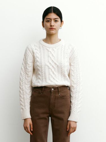 Cashmere cable cropped knitwear_Light Beige - STEP AROUND - Modalova