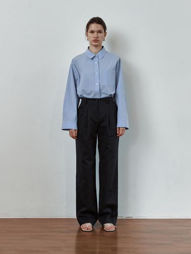 Double tuck wide cotton pants [] - STEP AROUND - Modalova