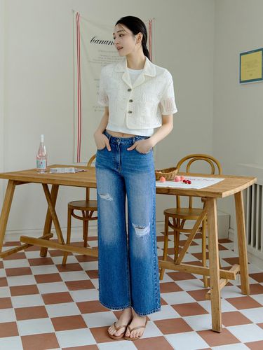 It Misha Vintage Washing Denim Pants - Blue - itMICHAA - Modalova