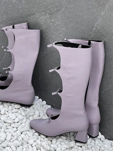 Quinn Ribbon Long Boots purple - yieyie - Modalova