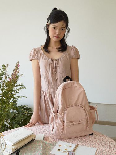 Ruffle ribbon backpack_pink - ovuni - Modalova