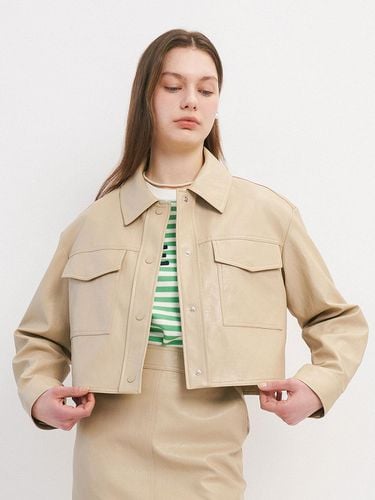 Shirt-Type Cropped Leather Jacket OL3SJ2270 - OLIVE DES OLIVE - Modalova