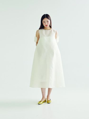 LEAF MIDI DRESS _ BEIGE - bomnal boutique - Modalova