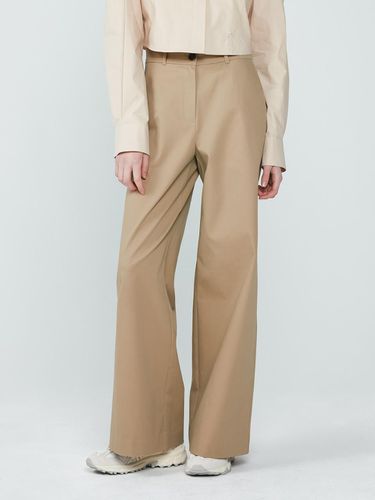 High Waist Cotton Wide Pants (Brown) - depasion - Modalova