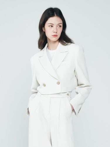 Classic Double button Crop Jacket (WHITE) - depasion - Modalova