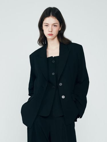 Two-Button Semi-Oversized Fit Blazer Jacket (Black - depasion - Modalova