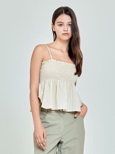 Stripe Smock Crop Bustier (Light Yellow) - depasion - Modalova