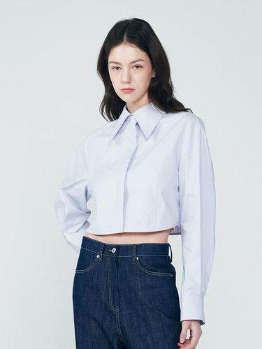 Big Collar Cropped Long Sleeve Shirt (Lavender) - depasion - Modalova