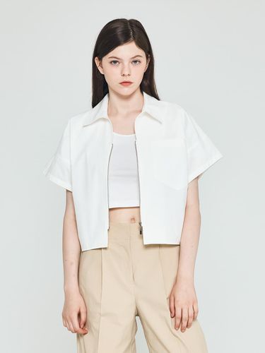 Cropped oversized fit zipper collar short-sleeved - depasion - Modalova