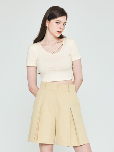 Silket cropped short-sleeved shirt (Yellow) - depasion - Modalova