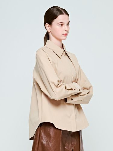 Pintuck collar long sleeve shirt (beige) - depasion - Modalova