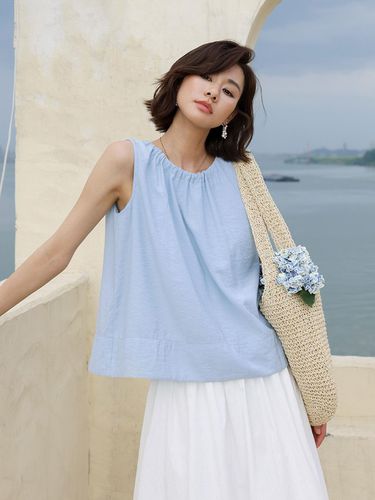 LS_Blue wide sleeveless top - LANGSON - Modalova