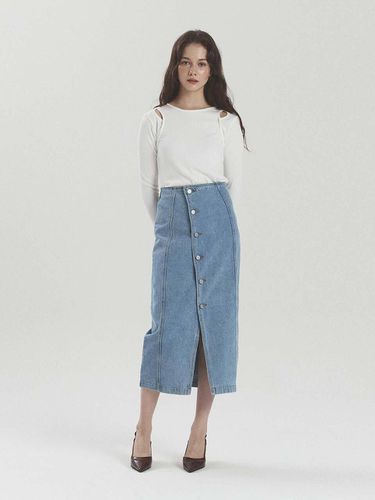 Classic button denim skirt - BLUE - STAYPEOPLE - Modalova