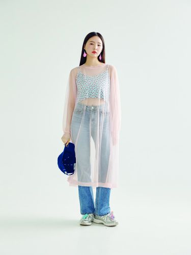 SEE THROUGH MIDI DRESS _ PINK - bomnal boutique - Modalova