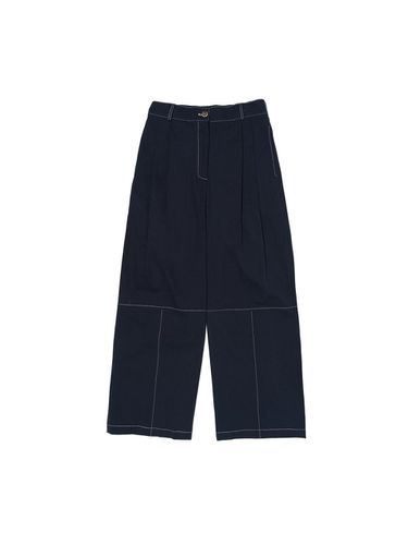 High Waist Pleated Wide Pants (Navy) - depasion - Modalova