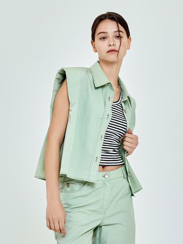 Sleeveless cropped shirt jacket (GREEN) - depasion - Modalova