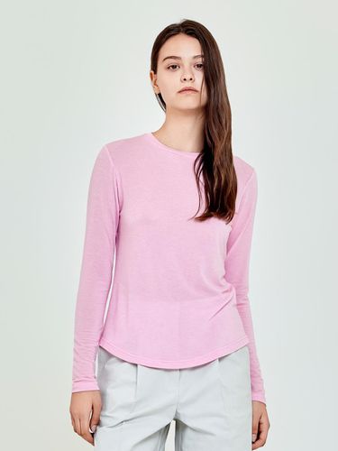 See-Through Round Long-Sleeved T-Shirt (Pink) - depasion - Modalova