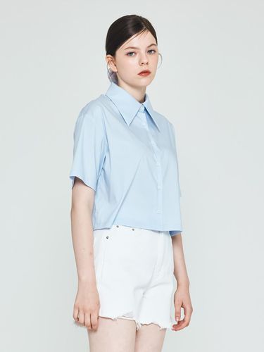 Basic cropped short-sleeved shirt (blue) - depasion - Modalova