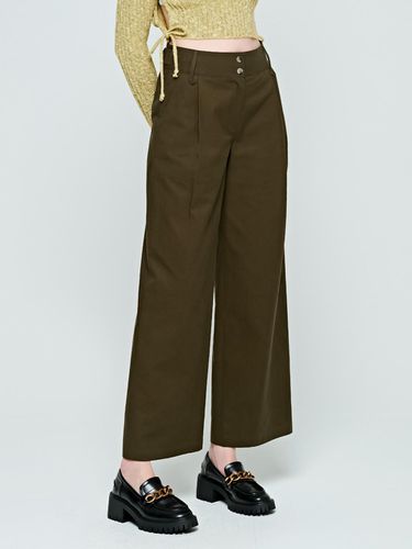 Two button pintuck accentuated wide pants (Khaki) - depasion - Modalova