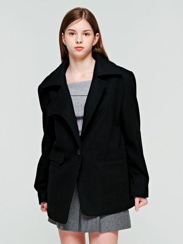 Unbalanced collar accentuated oversized fit jacket - depasion - Modalova