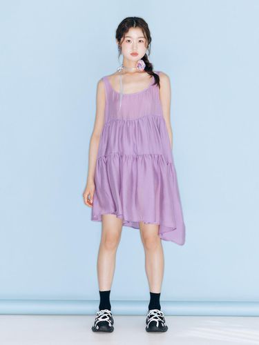 BALLOON LINE MIDI DRESS -VIOLET - bomnal boutique - Modalova