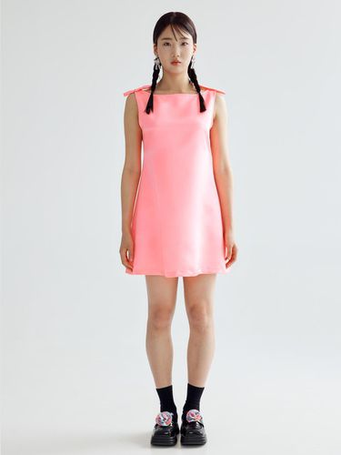 RIBBON MINI DRESS - NEON PINK - bomnal boutique - Modalova