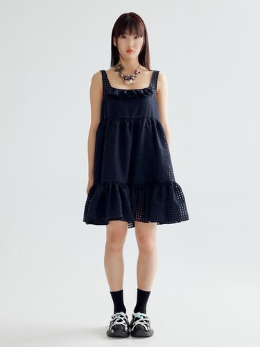 FRILL MINI DRESS - NAVY - bomnal boutique - Modalova