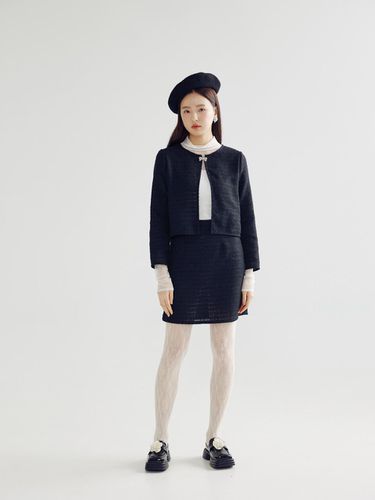 TWEED SET UP JACKET _ BLACK - bomnal boutique - Modalova