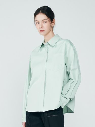 Pocket Basic Long Sleeve Shirt (blue green) - depasion - Modalova