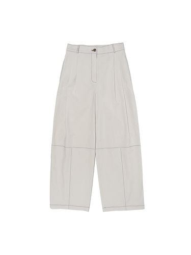 High Waist Pleated Wide Pants (Light Gray) - depasion - Modalova