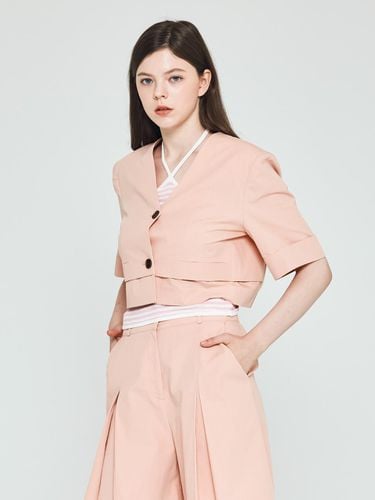 Short-sleeved roll-up cropped jacket (pink) - depasion - Modalova