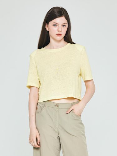 Back slit cropped short-sleeved T-shirt (Yellow) - depasion - Modalova