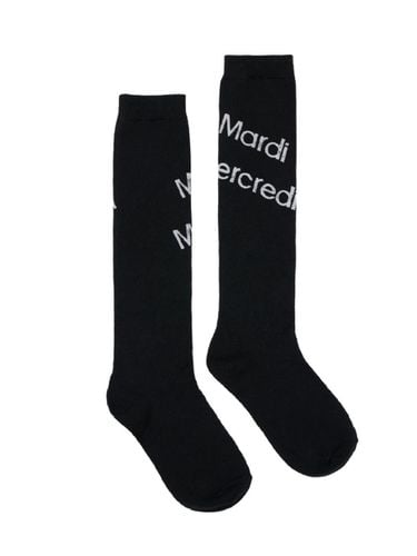 KNEE SOCKS DIAGONAL MARDI MERCREDI_BLACK - Mardi Mercredi Actif - Modalova