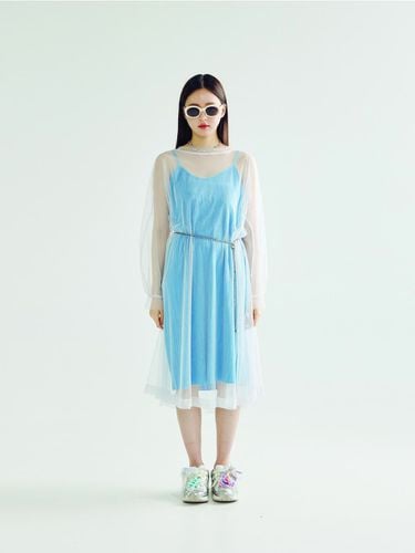 SEE THROUGH MIDI DRESS _ GRAY - bomnal boutique - Modalova